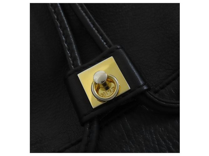 Céline Borsa a tracolla con coulisse in pelle nera Celine Nero - vista 16