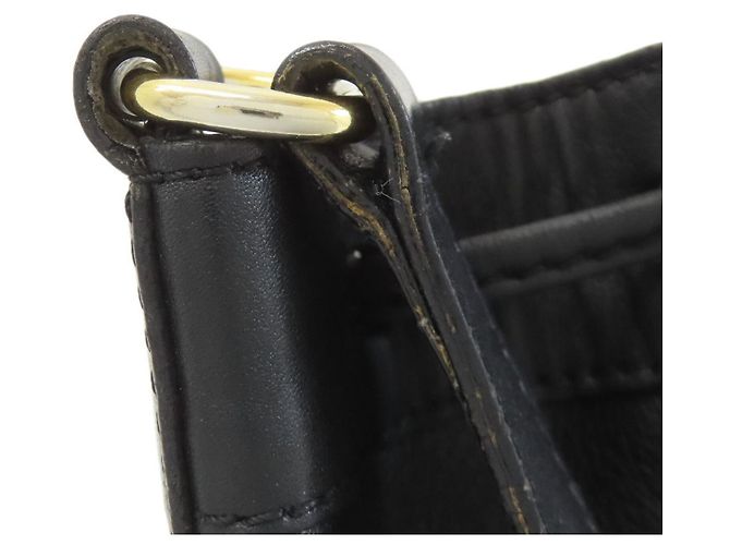 Céline Borsa a tracolla con coulisse in pelle nera Celine Nero - vista 17