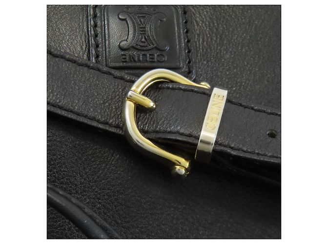 Céline Borsa a tracolla con coulisse in pelle nera Celine Nero - vista 19
