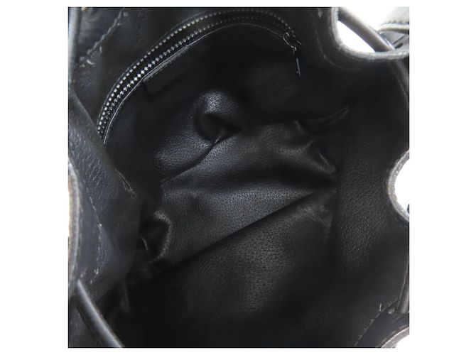 Céline Borsa a tracolla con coulisse in pelle nera Celine Nero - vista 5