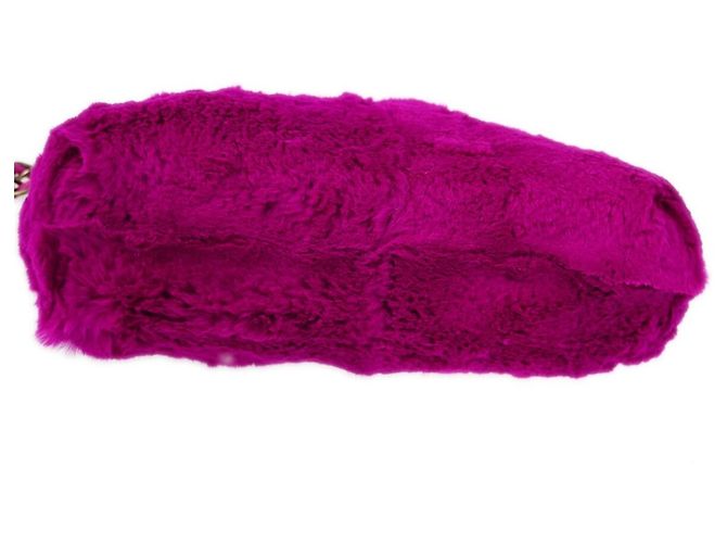 Chanel Vintage CC Chain Rabbit Fur Small Porpora - vista 3
