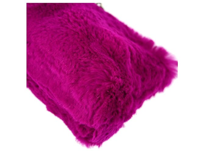 Chanel Vintage CC Chain Rabbit Fur Small Porpora - vista 4