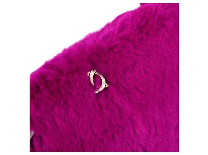 Chanel Vintage CC Chain Rabbit Fur Small Porpora - vista 5