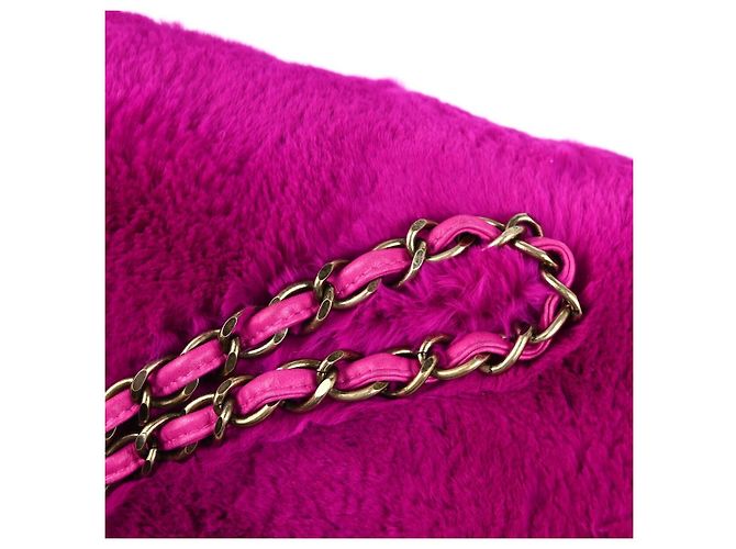 Chanel Vintage CC Chain Rabbit Fur Small Porpora - vista 6