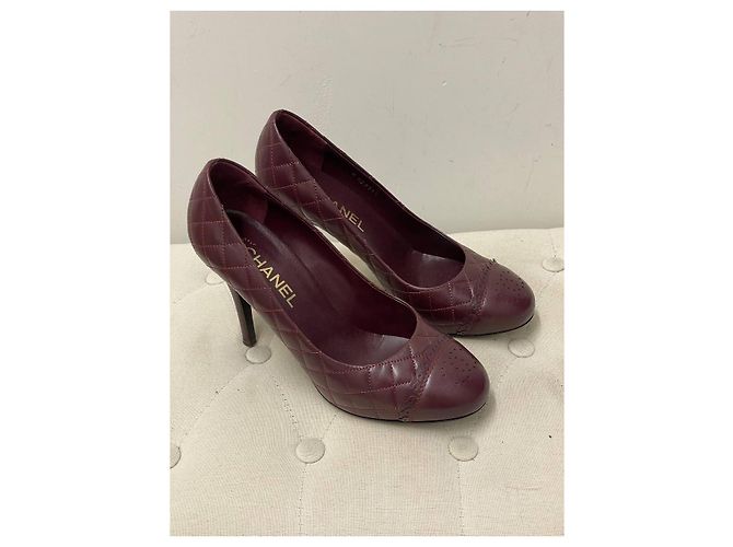 Chanel gesteppte Leder-Pumps Burgunderrot Bordeaux - Ansicht 4