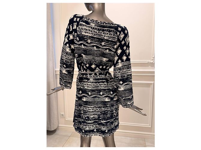 Chanel Kleid in Navy und Weiß mit Gürtel Marineblau - Ansicht 3