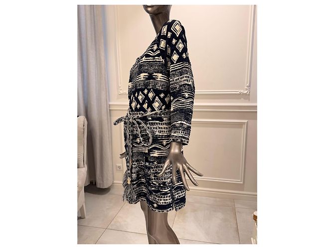 Chanel Kleid in Navy und Weiß mit Gürtel Marineblau - Ansicht 5