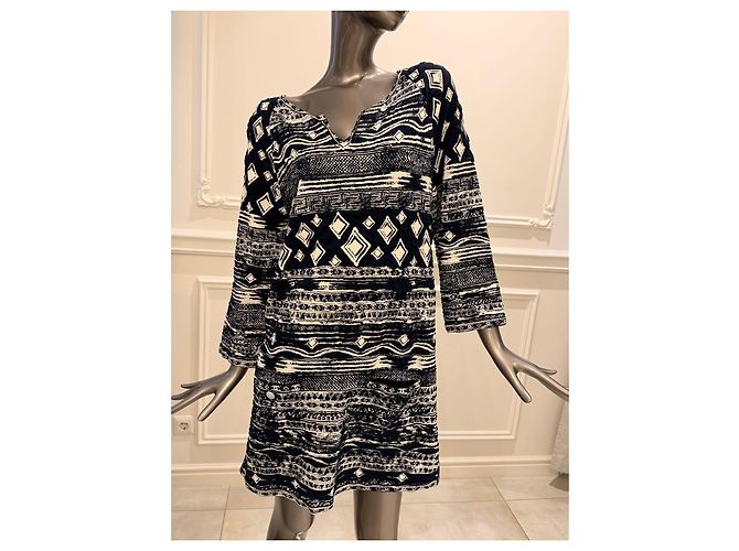 Chanel Kleid in Navy und Weiß mit Gürtel Marineblau - Ansicht 7