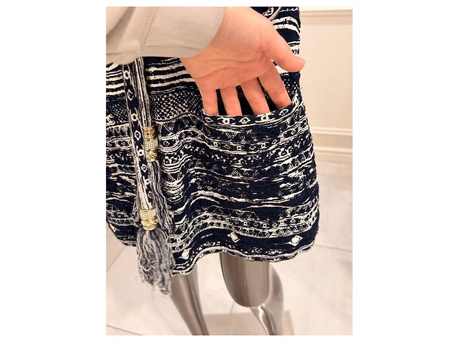 Chanel Kleid in Navy und Weiß mit Gürtel Marineblau - Ansicht 8