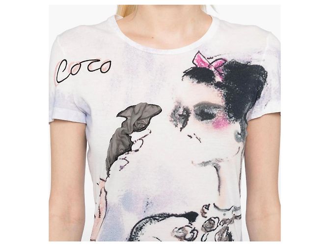 Camiseta de algodón Chanel con estampado "Coco" Blanco Multicolor - vista 3