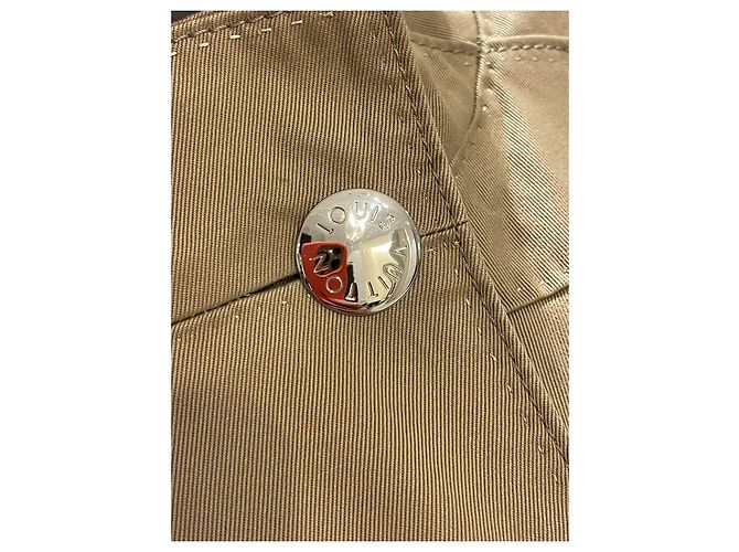 Louis Vuitton Gabardina de algodón beige con forro Monogram - vista 2