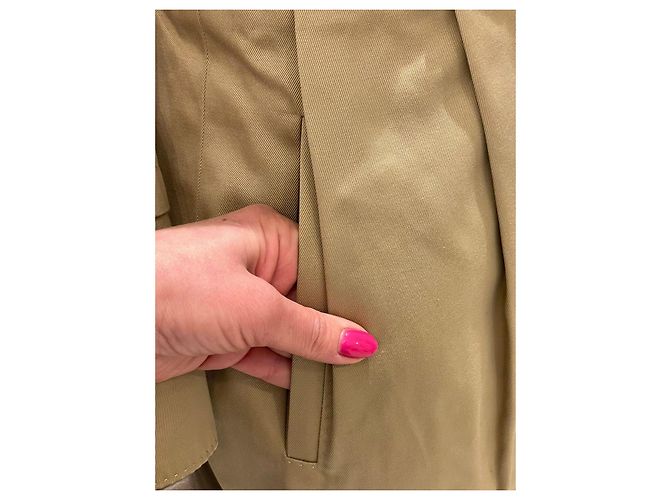 Louis Vuitton Gabardina de algodón beige con forro Monogram - vista 4