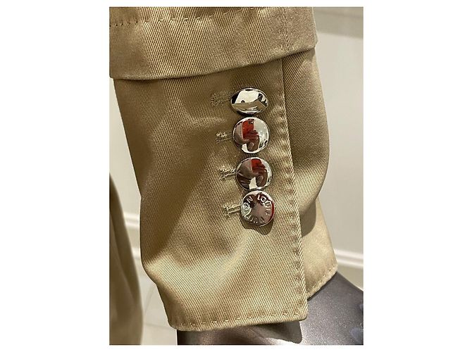 Louis Vuitton Gabardina de algodón beige con forro Monogram - vista 5