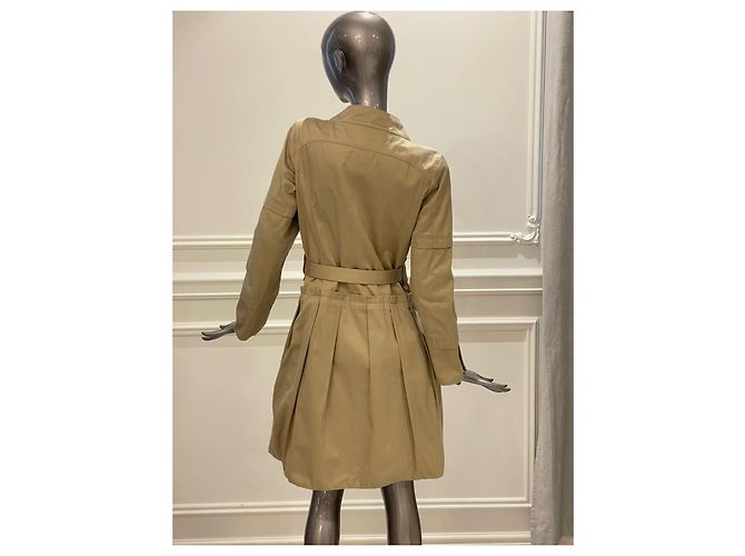 Louis Vuitton Gabardina de algodón beige con forro Monogram - vista 7
