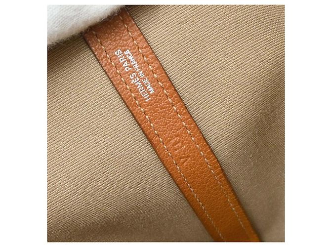 Hermès Tote Hermes Garden File in tela e pelle 28 Arancione - vista 4