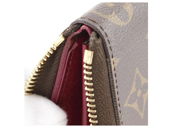 Cartera Long Clemence Louis Vuitton Castaño Roja Fucsia Monograma - vista 14
