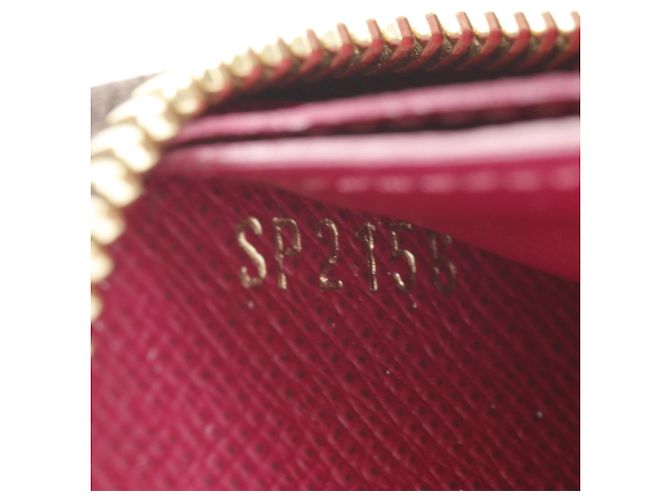 Cartera Long Clemence Louis Vuitton Castaño Roja Fucsia Monograma - vista 19