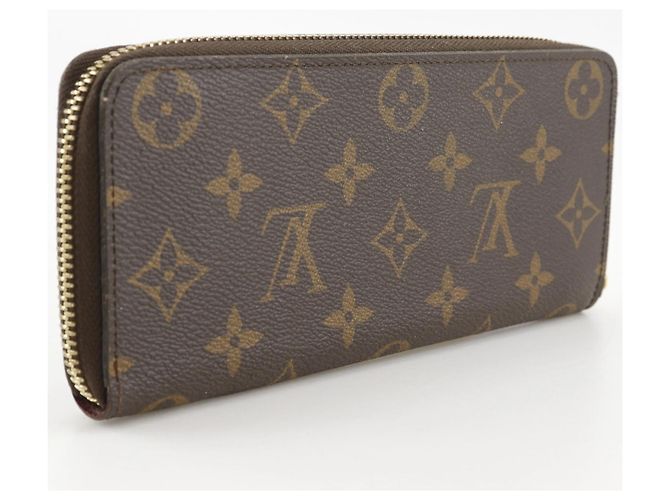 Cartera Long Clemence Louis Vuitton Castaño Roja Fucsia Monograma - vista 3