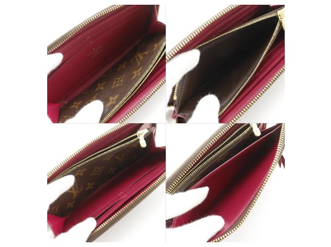 Cartera Long Clemence Louis Vuitton Castaño Roja Fucsia Monograma - vista 8