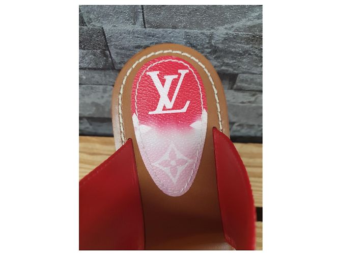 Louis Vuitton Palma Infradito Piatte Rouge Bianco Rosso Monogramma - vista 2