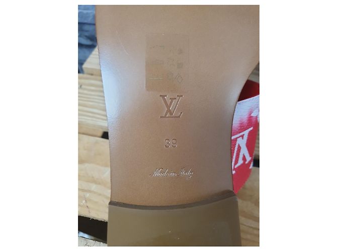 Louis Vuitton Palma Infradito Piatte Rouge Bianco Rosso Monogramma - vista 3