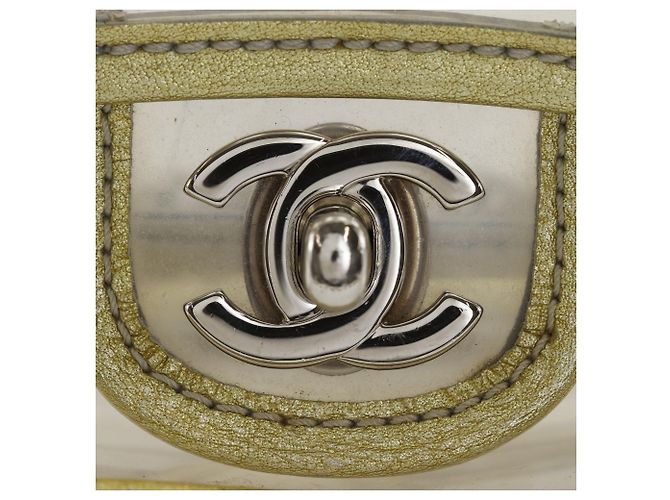 Borsa a tracolla in vinile trasparente e oro Chanel D'oro - vista 15