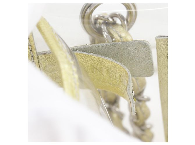 Borsa a tracolla in vinile trasparente e oro Chanel D'oro - vista 17