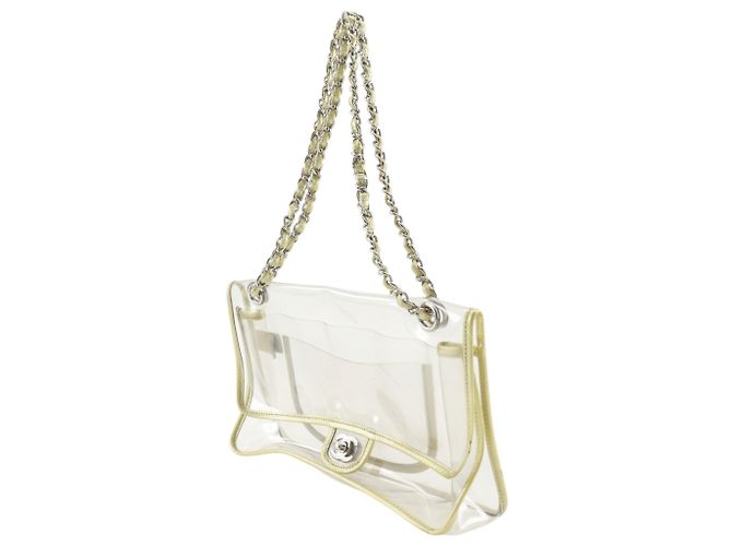Borsa a tracolla in vinile trasparente e oro Chanel D'oro - vista 2