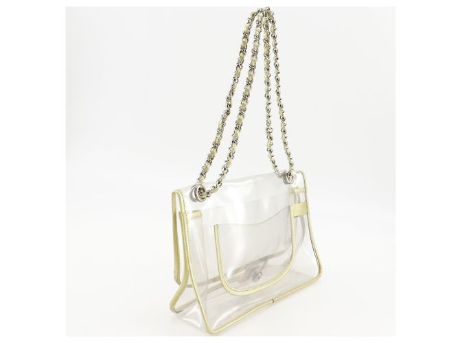Borsa a tracolla in vinile trasparente e oro Chanel D'oro - vista 3