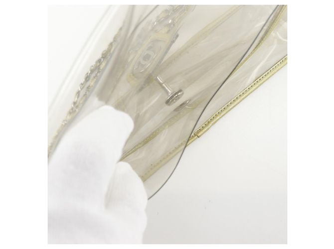 Borsa a tracolla in vinile trasparente e oro Chanel D'oro - vista 7