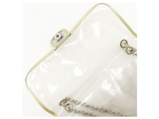 Borsa a tracolla in vinile trasparente e oro Chanel D'oro - vista 8