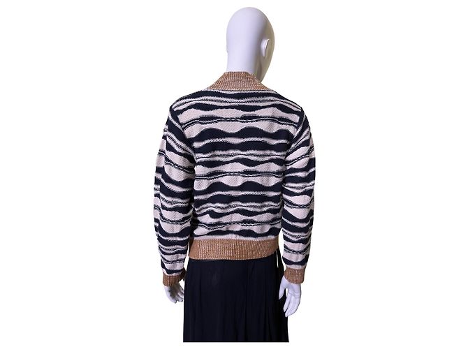 Henrik Vibskov Wave Gestreifter Strickpullover Weiß Dunkelblau - Ansicht 4