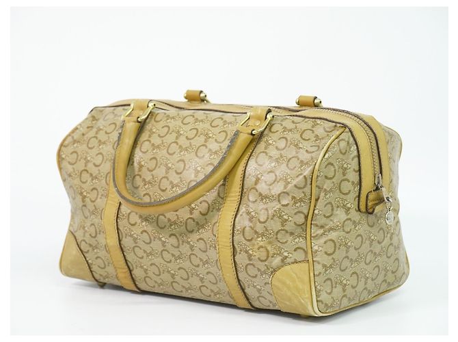 Céline Borsa Duffle Vintage Celine in Tela e Pelle Beige - vista 2