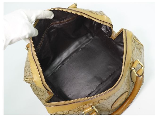 Céline Borsa Duffle Vintage Celine in Tela e Pelle Beige - vista 3