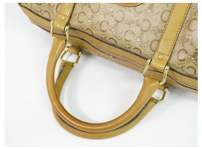 Céline Borsa Duffle Vintage Celine in Tela e Pelle Beige - vista 5