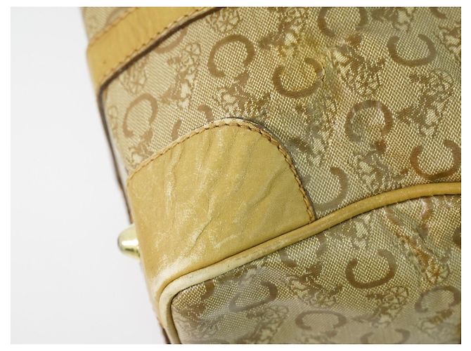 Céline Borsa Duffle Vintage Celine in Tela e Pelle Beige - vista 6