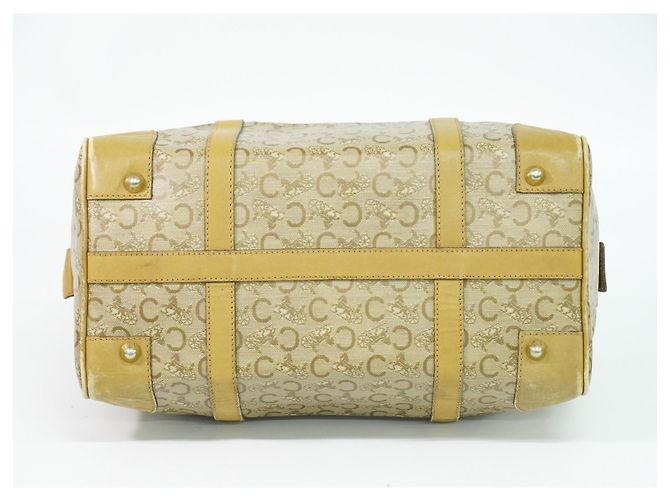Céline Borsa Duffle Vintage Celine in Tela e Pelle Beige - vista 7