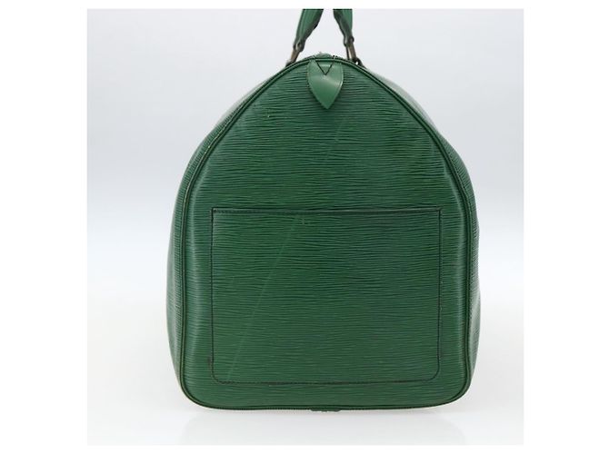Borsa Keepall Louis Vuitton in pelle Epi 55 Verde - vista 3
