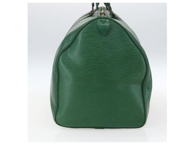 Borsa Keepall Louis Vuitton in pelle Epi 55 Verde - vista 4