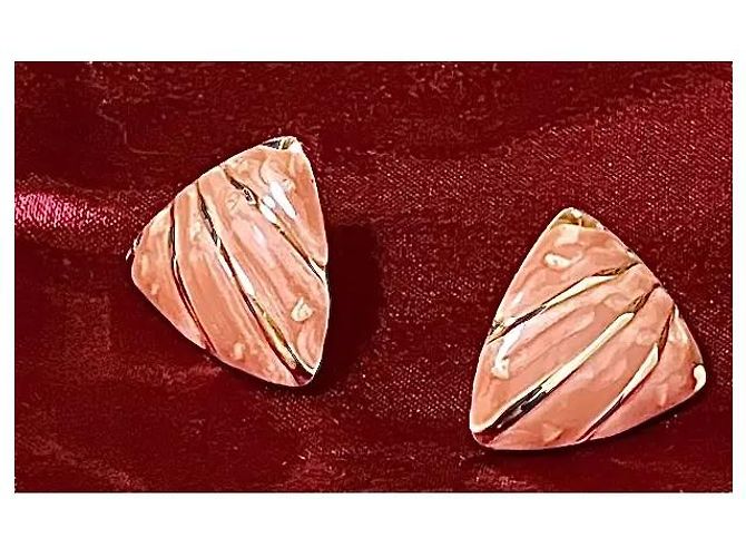Autre Marque Orecchini a triangolo in resina corallo e oro D'oro - vista 6