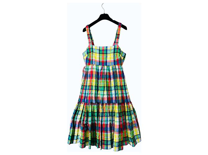 Kate Spade New York Coastal Plaid Stufen-Midikleid Weiß Rot Blau Mehrfarben Grün Gelb - Ansicht 2