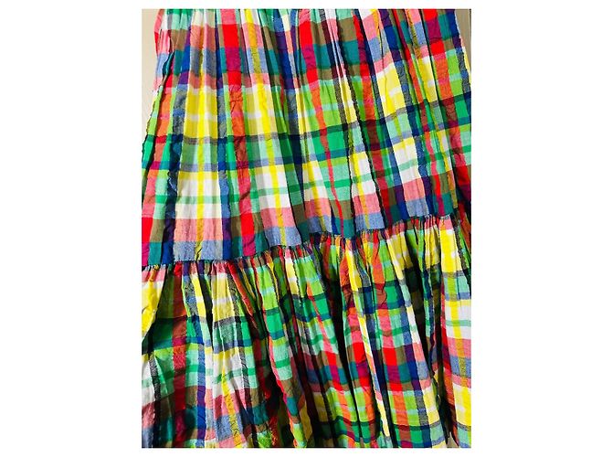 Kate Spade New York Coastal Plaid Stufen-Midikleid Weiß Rot Blau Mehrfarben Grün Gelb - Ansicht 3