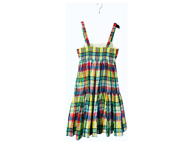 Kate Spade New York Coastal Plaid Stufen-Midikleid Weiß Rot Blau Mehrfarben Grün Gelb - Ansicht 4