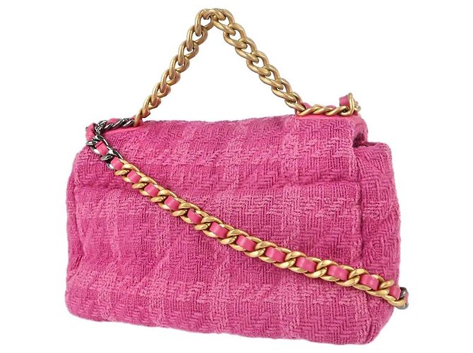 Borsa Chanel 19 Flap in Tweed Trapuntato Medium Rosa - vista 2