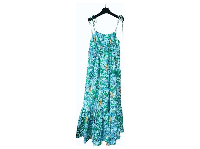 Kate Spade New York Under The Sea Maxikleid mit Bindebändern Blau Mehrfarben Grün - Ansicht 2