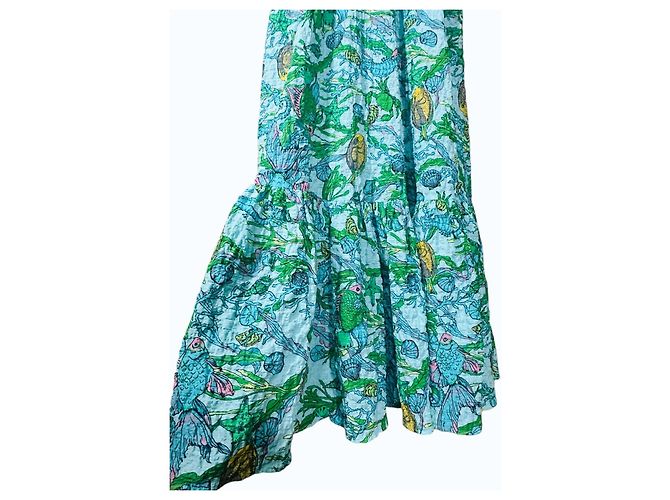Kate Spade New York Under The Sea Maxikleid mit Bindebändern Blau Mehrfarben Grün - Ansicht 4