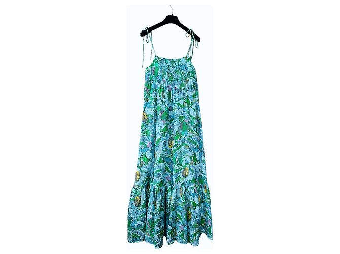 Kate Spade New York Under The Sea Maxikleid mit Bindebändern Blau Mehrfarben Grün - Ansicht 5