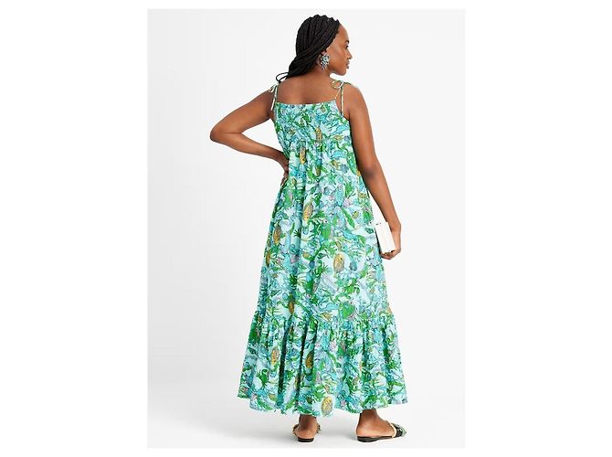 Kate Spade New York Under The Sea Maxikleid mit Bindebändern Blau Mehrfarben Grün - Ansicht 7