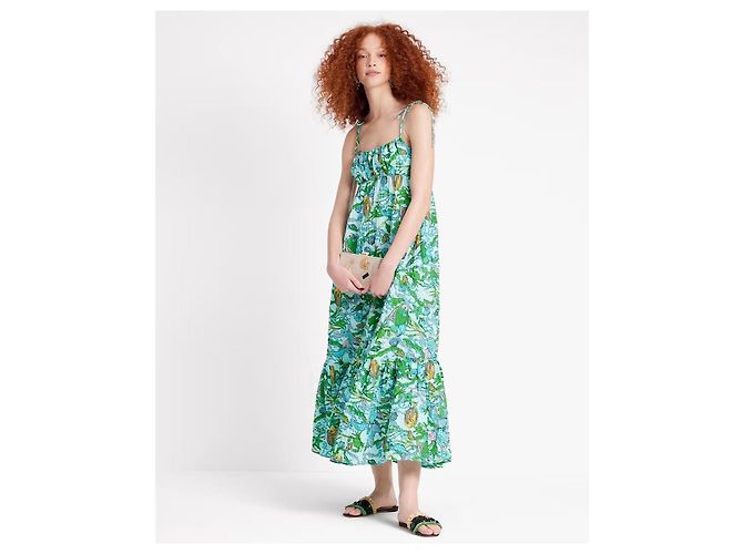 Kate Spade New York Under The Sea Maxikleid mit Bindebändern Blau Mehrfarben Grün - Ansicht 8