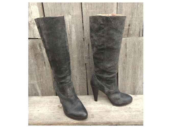 Frye Harlow Campus Grey Suede High Boots - view 2